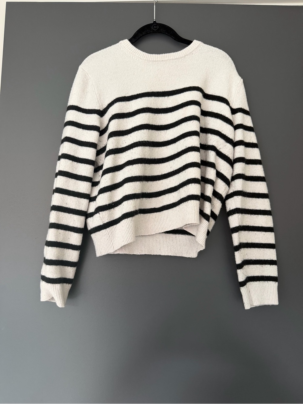 H&M Black & White Striped Crewneck Sweater